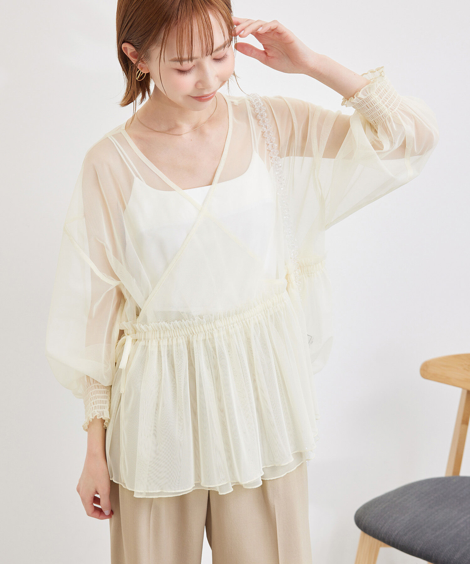 Rope&rsquo;Picnic「チュールカシュクールカーディガン」|カーディガン|