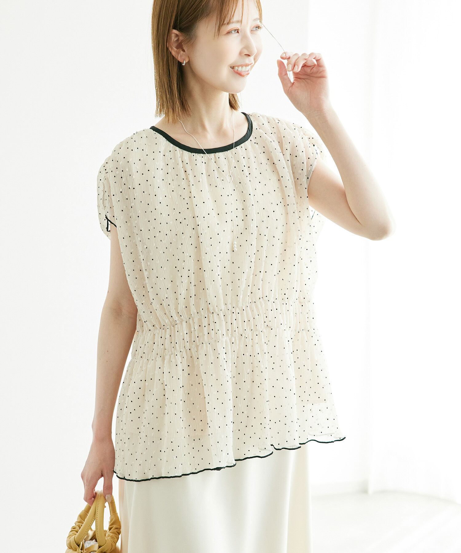 Rope&rsquo;Picnic「シャーリングドットブラウス」|シャツ・ブラウス|