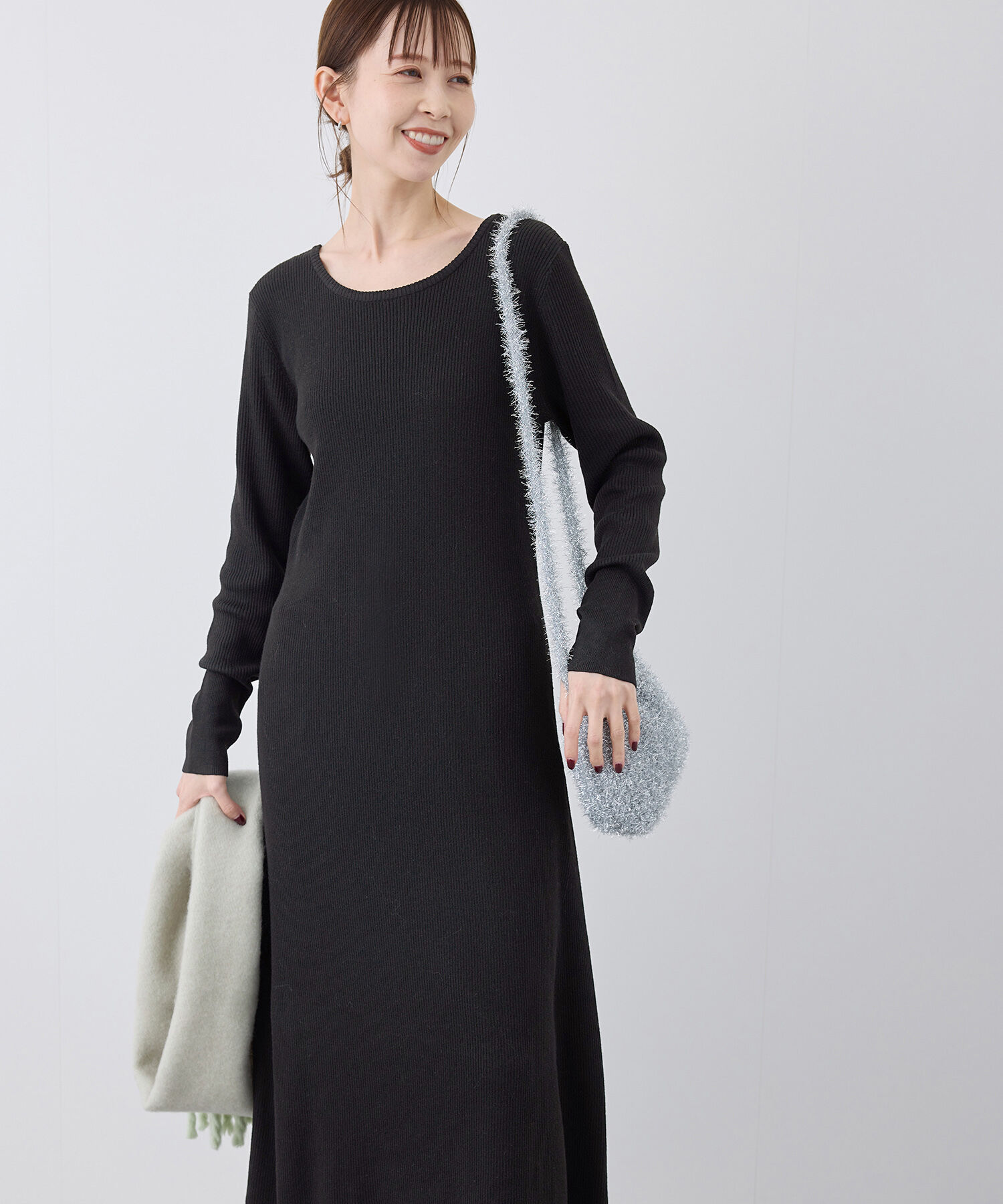 Rope&rsquo;Picnic「ラメリブニットワンピース」|ワンピース|ブラック(01)