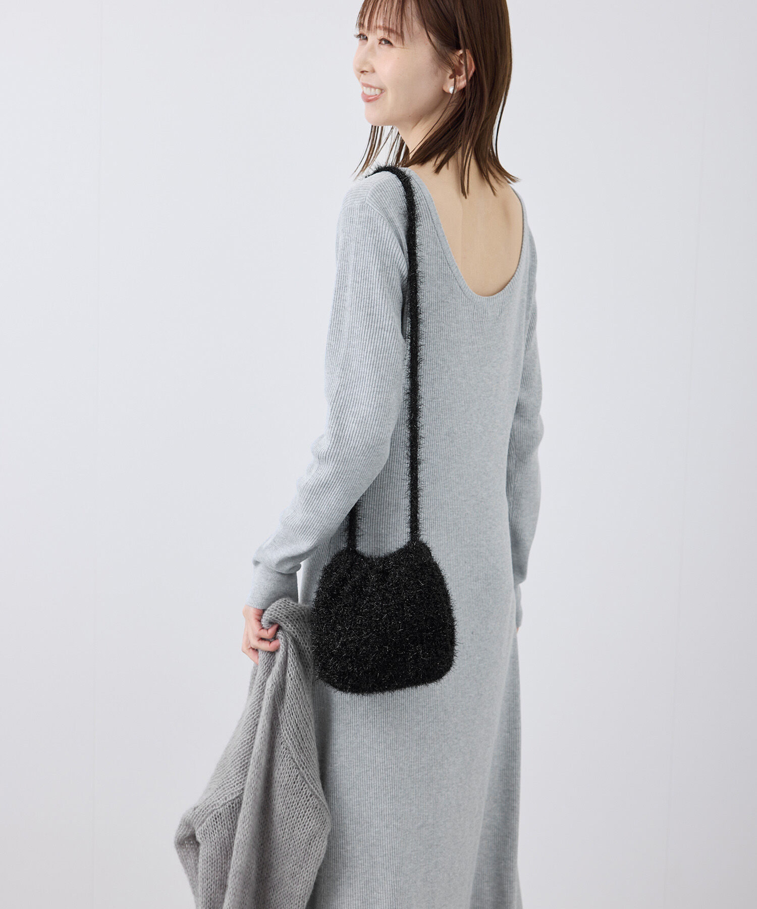 Rope&rsquo;Picnic「ラメリブニットワンピース」|ワンピース|ライトグレー(08)