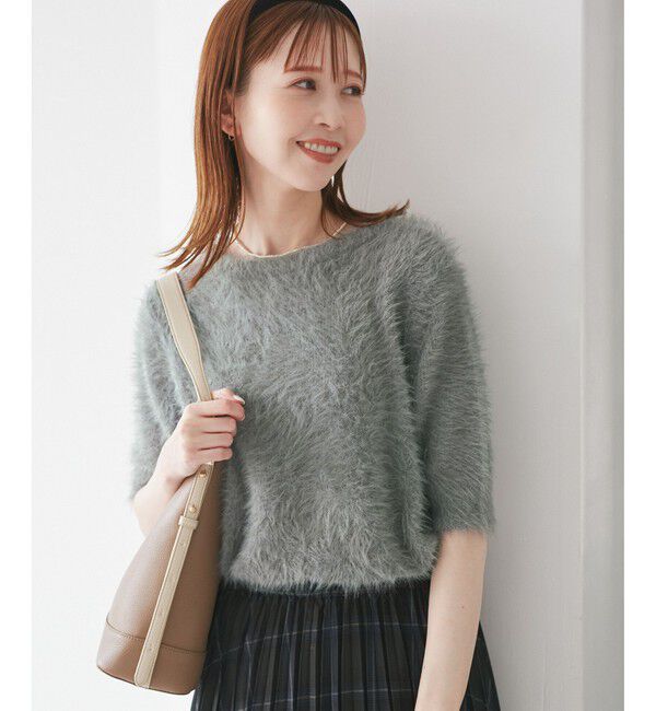 Rope&rsquo;Picnic「シャギーニットハーフスリーブプルオーバー」|ニット・セーター|