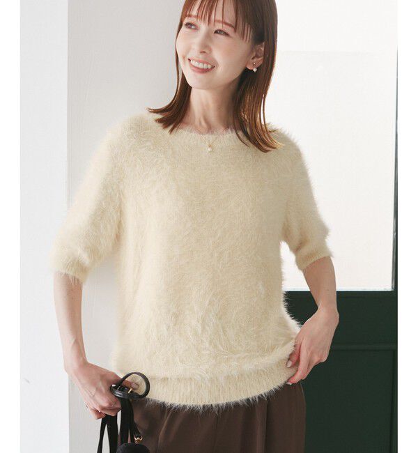 Rope&rsquo;Picnic「シャギーニットハーフスリーブプルオーバー」|ニット・セーター|