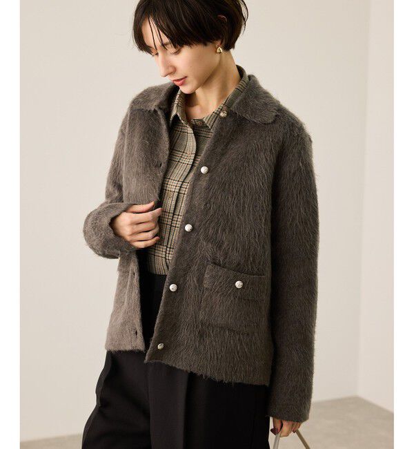 Rope&rsquo;Picnic「ダブルフェイス襟取り外し起毛カーディガン」|カーディガン|