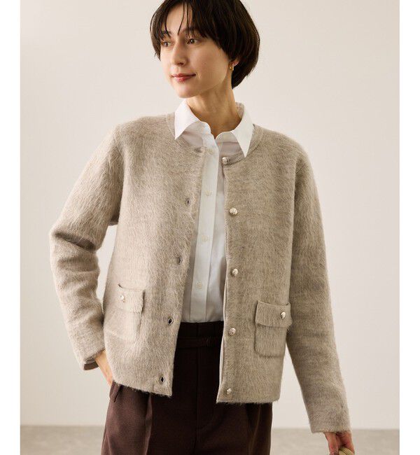Rope&rsquo;Picnic「ダブルフェイス襟取り外し起毛カーディガン」|カーディガン|ベージュ(27)