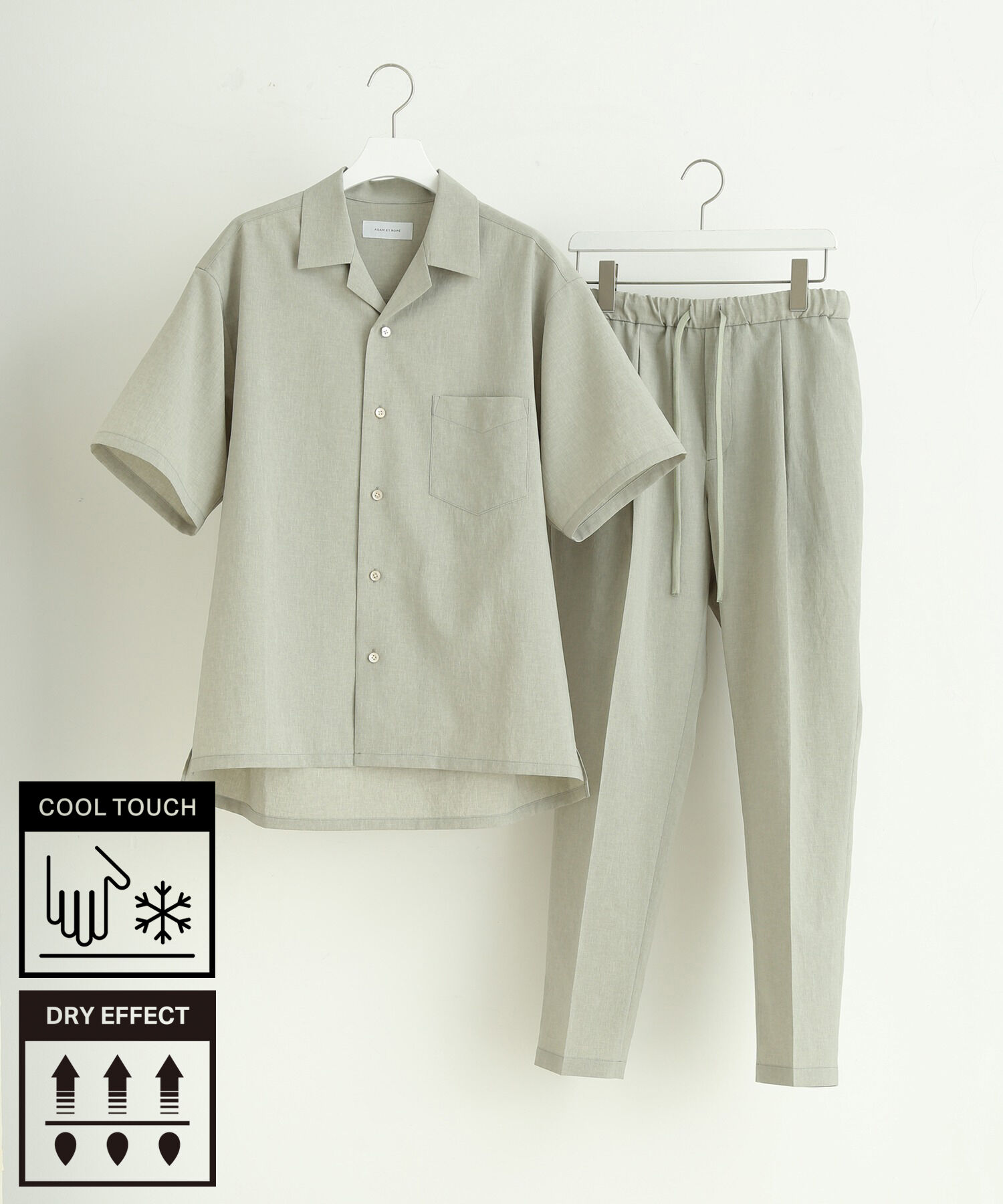 ADAM ET ROPE'「2点セット【RIRANCHA / リランチェ】セットアップ / オープンカラーシャツ&イージーパンツ / イージーケア 」|スーツ|ライトグリーン(33)