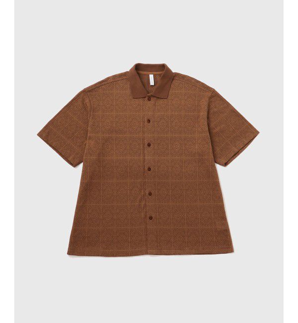 ADAM ET ROPE'「メッシュジャガード ボックスシルエット ニットポロ / ロングシーズン着用可能」|ポロシャツ|