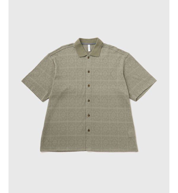 ADAM ET ROPE'「メッシュジャガード ボックスシルエット ニットポロ / ロングシーズン着用可能」|ポロシャツ|