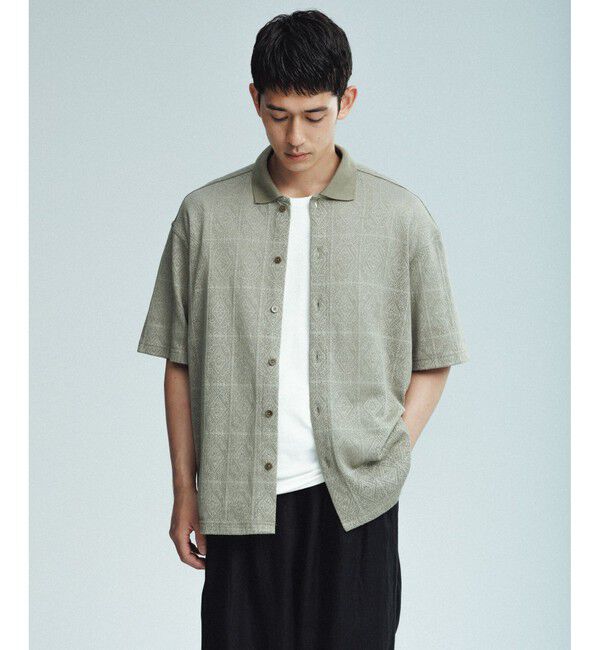 ADAM ET ROPE'「メッシュジャガード ボックスシルエット ニットポロ / ロングシーズン着用可能」|ポロシャツ|