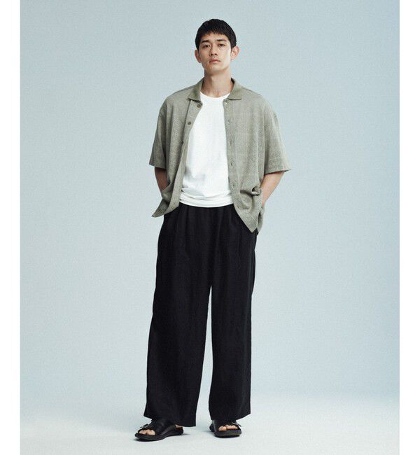 ADAM ET ROPE'「メッシュジャガード ボックスシルエット ニットポロ / ロングシーズン着用可能」|ポロシャツ|