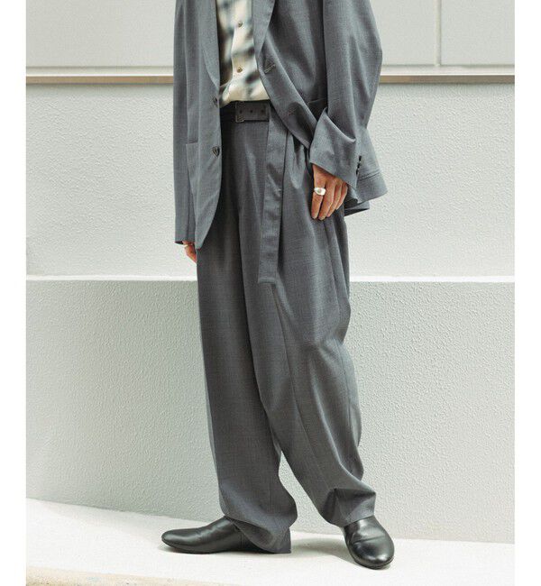 ADAM ET ROPE'「サマーウーステッド ベルテッド ワイド イージーパンツ/ セットアップ可能」|スラックス|