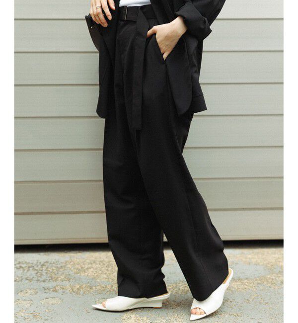 ADAM ET ROPE'「サマーウーステッド ベルテッド ワイド イージーパンツ/ セットアップ可能」|スラックス|