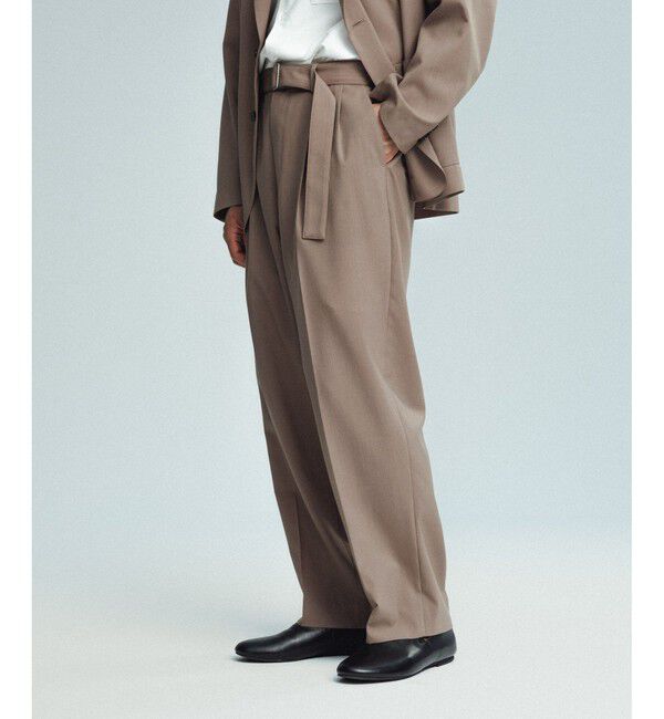 ADAM ET ROPE'「サマーウーステッド ベルテッド ワイド イージーパンツ/ セットアップ可能」|スラックス|キャメル系(26)