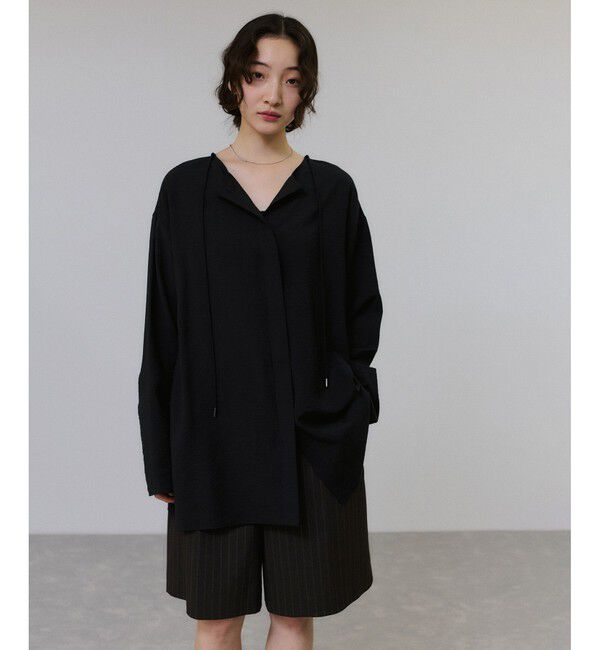 ADAM ET ROPE'「リネン2WAYブラウス」|シャツ・ブラウス|ブラック(01)