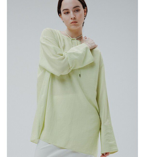 ADAM ET ROPE'「リネン2WAYブラウス」|シャツ・ブラウス|ライトグリン(33)