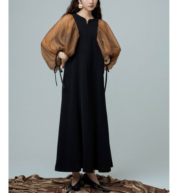 ADAM ET ROPE'「シアースリーブコンビドレス」|ドレス|