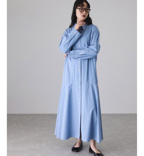 ADAM ET ROPE'「フレアーシャツワンピース」|ワンピース|サックス(48)