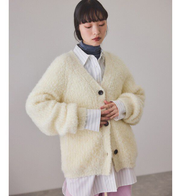 ADAM ET ROPE'「モヘヤウールニットカーディガンブルゾン」|カーディガン|オフホワイト(15)