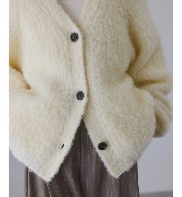 ADAM ET ROPE'「モヘヤウールニットカーディガンブルゾン」|カーディガン|