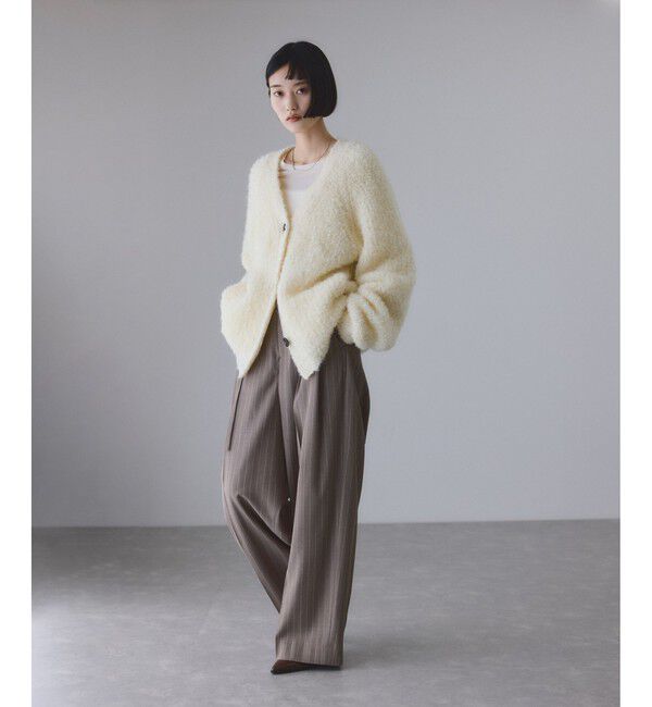 ADAM ET ROPE'「モヘヤウールニットカーディガンブルゾン」|カーディガン|