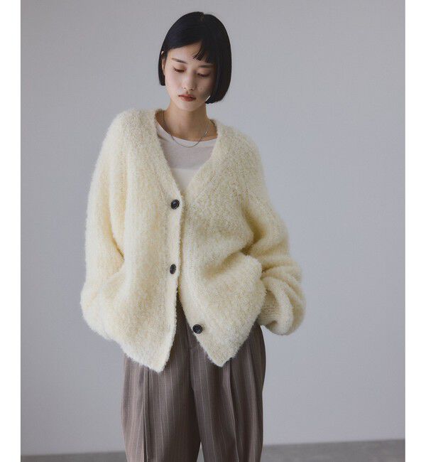 ADAM ET ROPE'「モヘヤウールニットカーディガンブルゾン」|カーディガン|