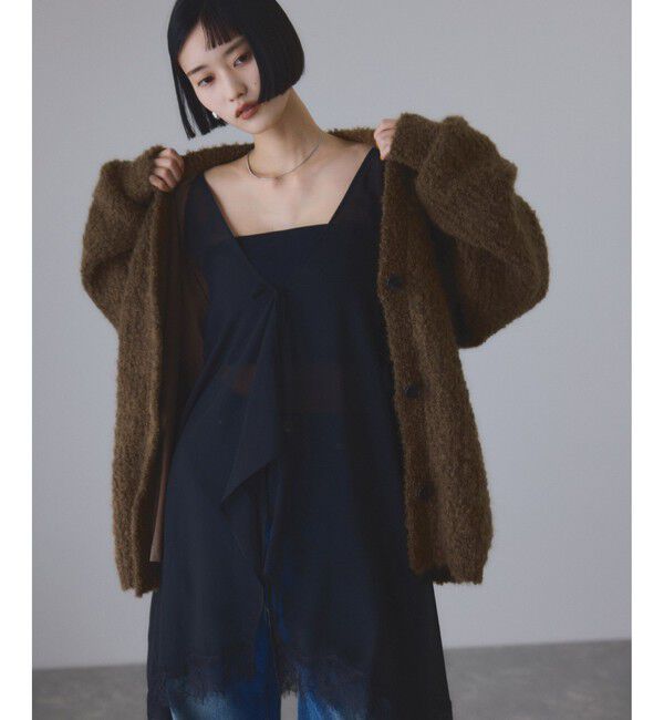 ADAM ET ROPE'「モヘヤウールニットカーディガンブルゾン」|カーディガン|