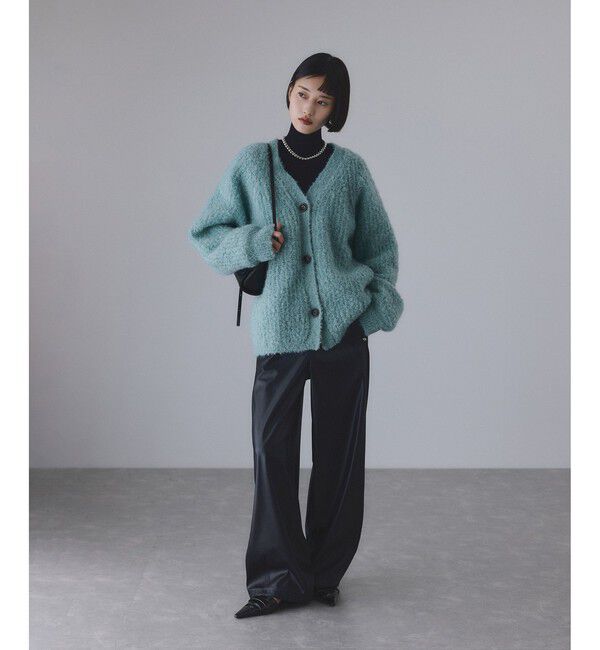 ADAM ET ROPE'「モヘヤウールニットカーディガンブルゾン」|カーディガン|