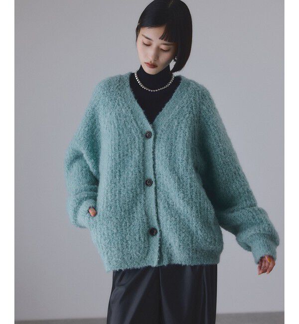 ADAM ET ROPE'「モヘヤウールニットカーディガンブルゾン」|カーディガン|