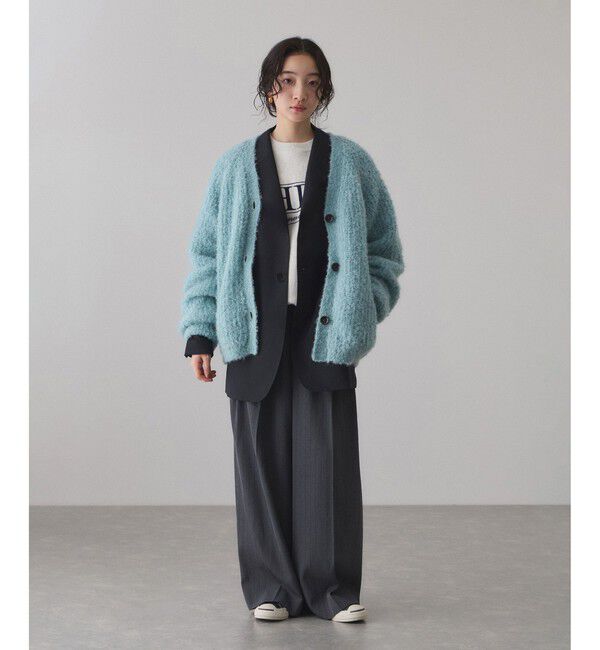 ADAM ET ROPE'「モヘヤウールニットカーディガンブルゾン」|カーディガン|