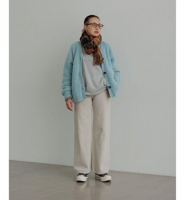 ADAM ET ROPE'「モヘヤウールニットカーディガンブルゾン」|カーディガン|