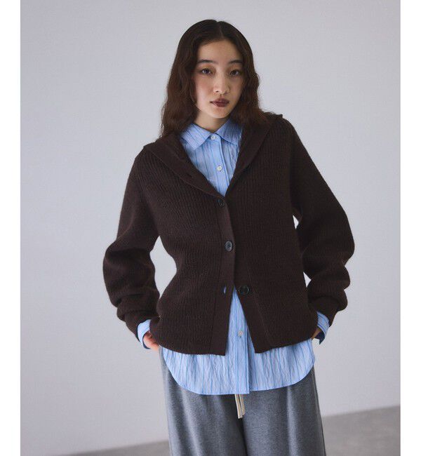 ADAM ET ROPE'「イタリアンウールフーディーカーディガン」|カーディガン|