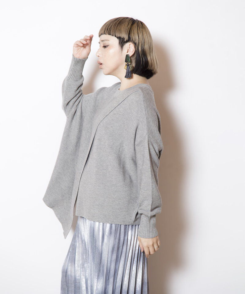  「2WAYアシンメトリーニットプルオーバー」|ニット・セーター|