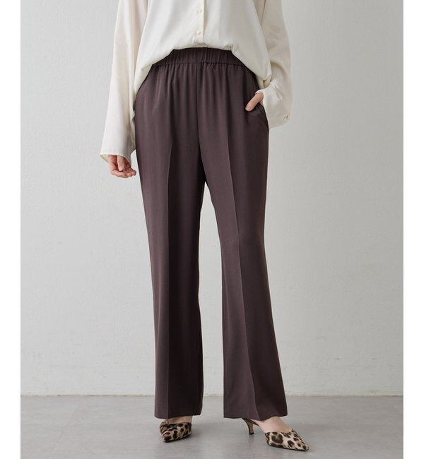  「バックサテンジョーゼットパンツ」|チノ|ブラウン
