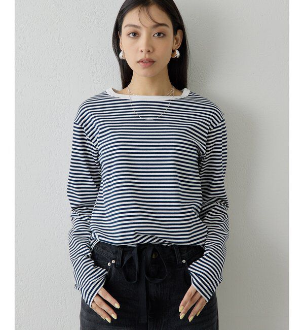 THE PAUSE「【THE PAUSE】ボーダーロンTEE」|Tシャツ・カットソー|ネイビー