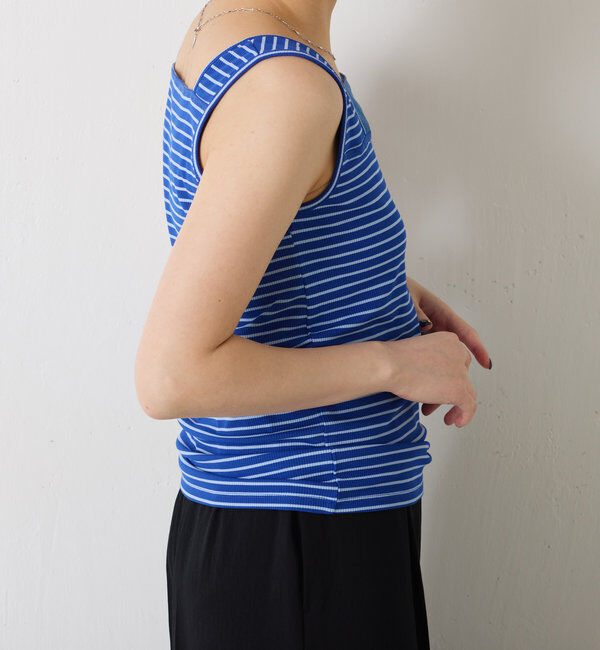  「 シアー切り替えスクエアタンクトップ」|Tシャツ・カットソー|