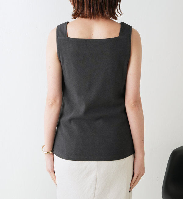  「 シアー切り替えスクエアタンクトップ」|Tシャツ・カットソー|