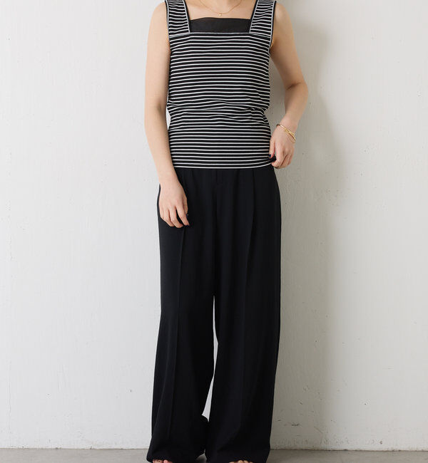  「 シアー切り替えスクエアタンクトップ」|Tシャツ・カットソー|