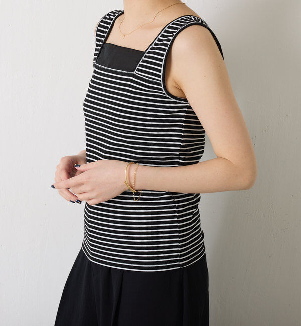  「 シアー切り替えスクエアタンクトップ」|Tシャツ・カットソー|