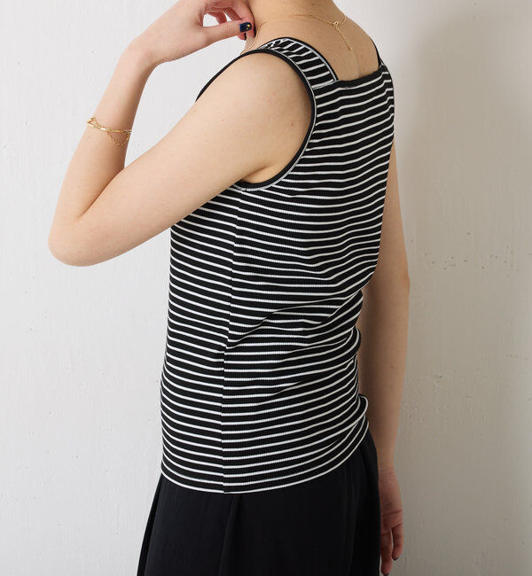  「 シアー切り替えスクエアタンクトップ」|Tシャツ・カットソー|