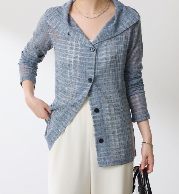  「Q.anos シアーチェック4WAYカーディガン」|Tシャツ・カットソー|