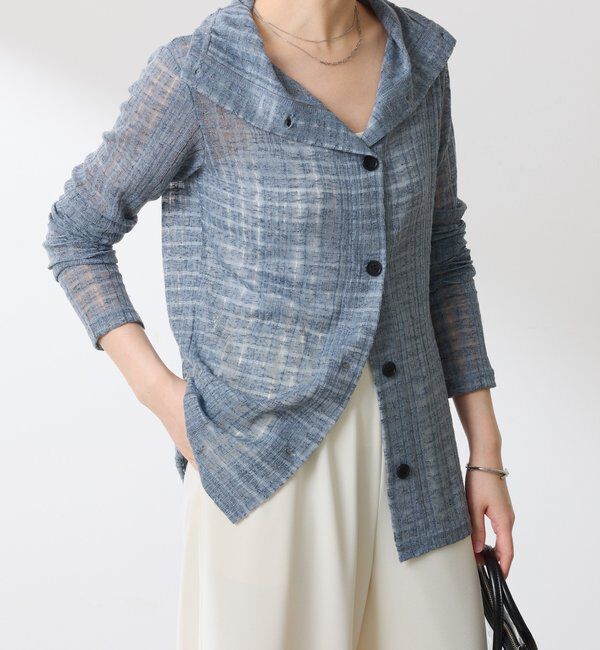  「Q.anos シアーチェック4WAYカーディガン」|Tシャツ・カットソー|