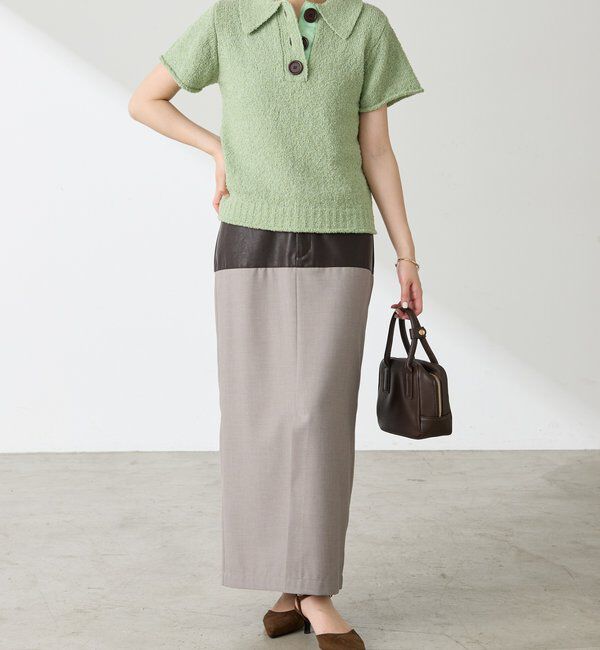  「レザーコンビタイトスカート」|スカート|