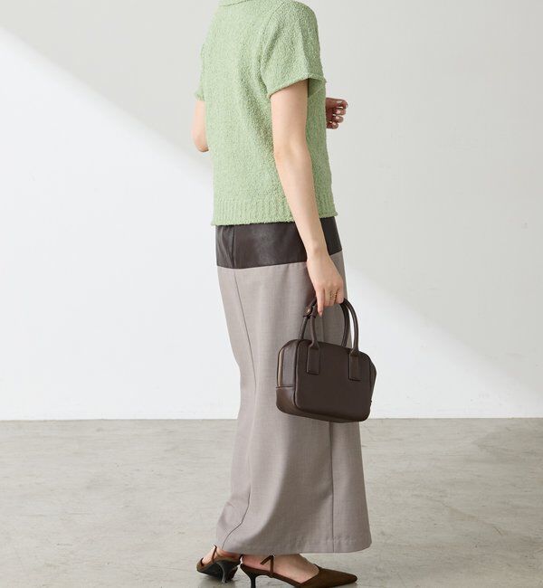  「レザーコンビタイトスカート」|スカート|