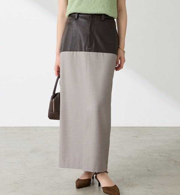  「レザーコンビタイトスカート」|スカート|