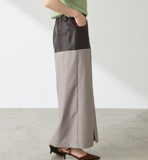  「レザーコンビタイトスカート」|スカート|