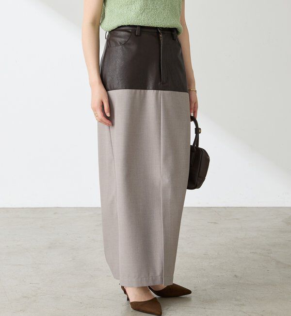 「レザーコンビタイトスカート」|スカート|