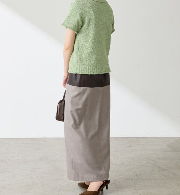  「レザーコンビタイトスカート」|スカート|