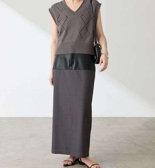  「レザーコンビタイトスカート」|スカート|