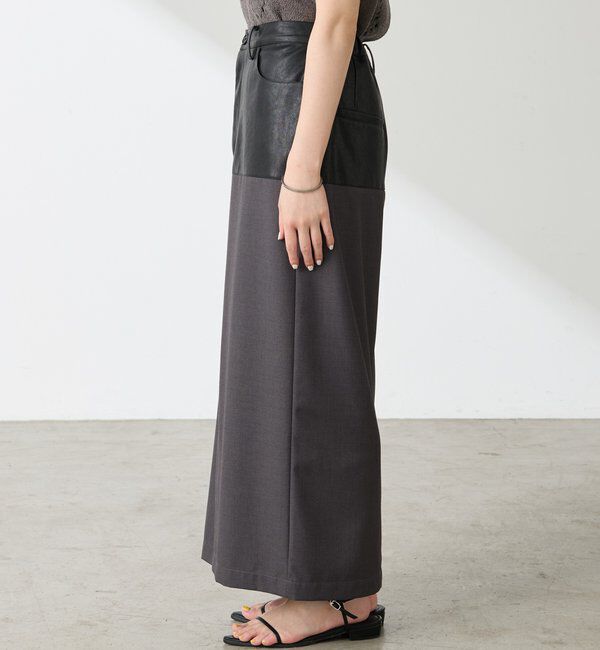  「レザーコンビタイトスカート」|スカート|