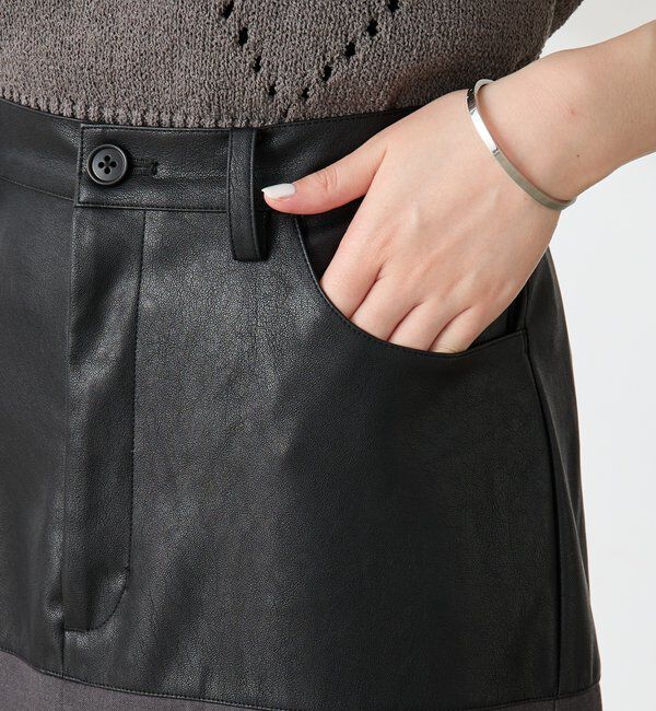  「レザーコンビタイトスカート」|スカート|