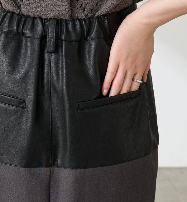  「レザーコンビタイトスカート」|スカート|